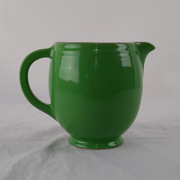 SOLD Vintage Green Hall Glazed Creamer Pitcher - 5" tall - Picture 2 of 6